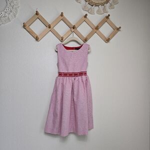 Periwinkle Striped A-line Tie-Back Girls Dress Size 8Y In Red EUC